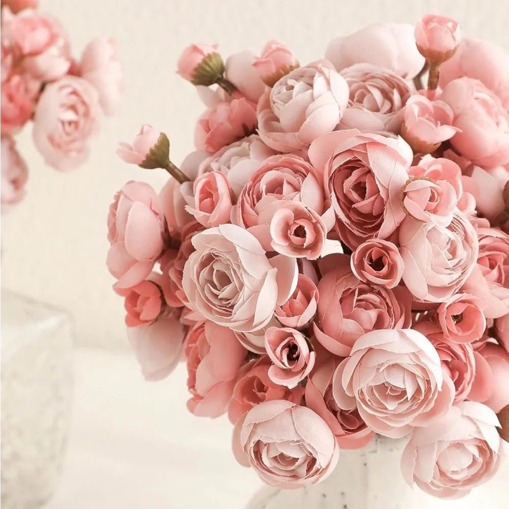 NIB Floroom Faux Mini Ranunculus 18 Pcs Dusty Rose Silk,Weddings,Showers,DIY